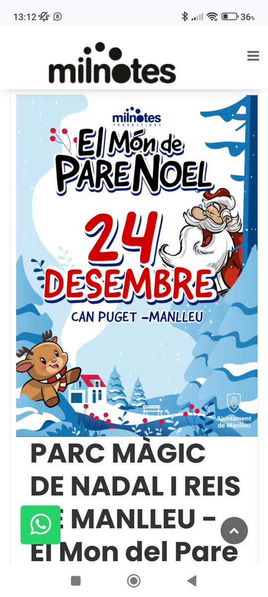 A l'espera de més informació per part de l'<a href="/ajManlleu/">Ajuntament Manlleu</a>, veiem que una empresa té publicada la venda d'entrades de les activitats de Nadal i Reis a #Manlleu. El + sorprenent: 7,5€ per espectacle, presència del Pare Noel, i pagar per veure el campament reial