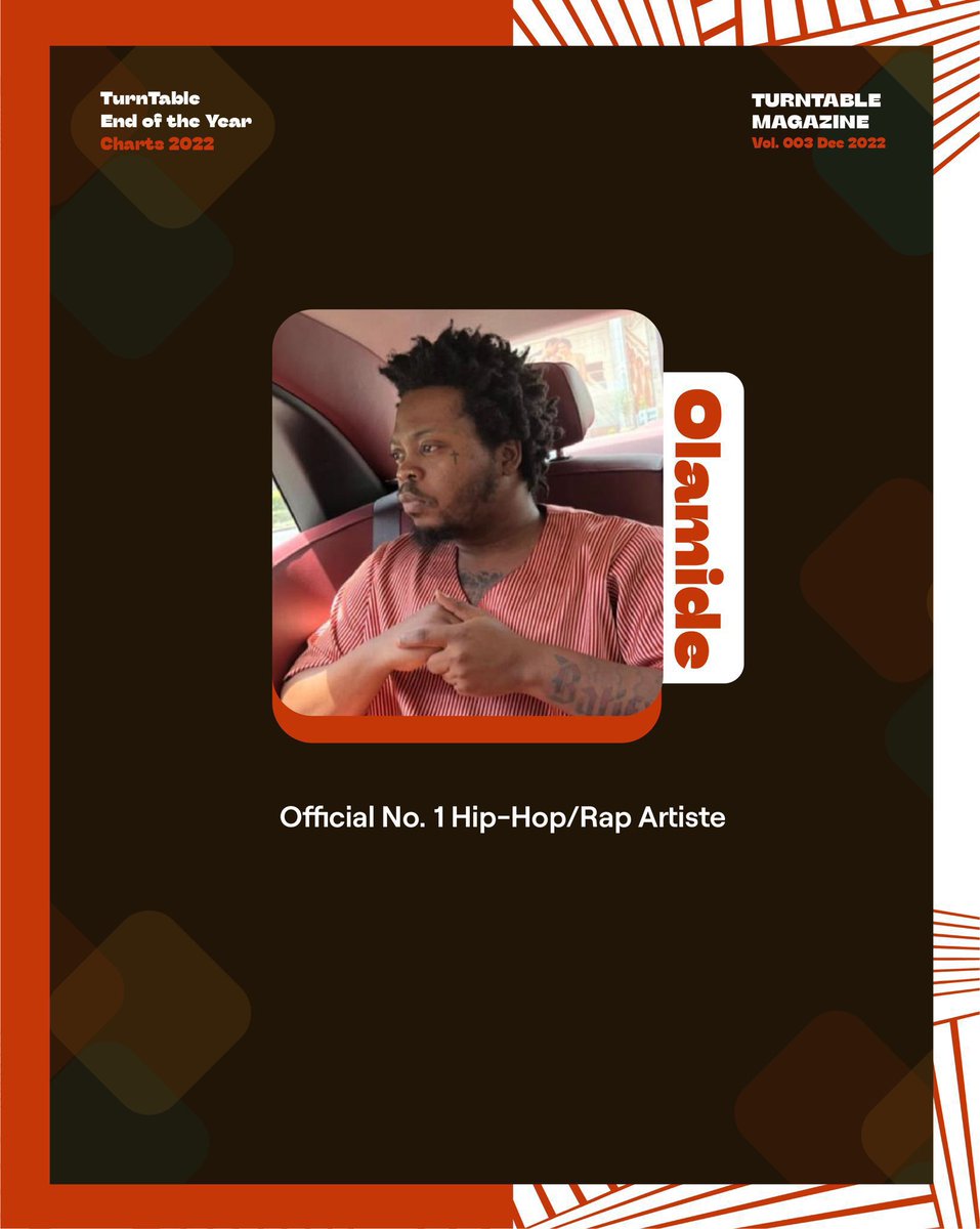 TurntableCharts's tweet image. .@Olamide has ranked as the No. 1 Hip-Hop/Rap Artiste in Nigeria on all Year-End Charts for four consecutive years 

— 2020
— 2021
— 2022
— 2023

What is your prediction for the #1 Hip-Hop/Rap Artiste of 2024 in Nigeria?
