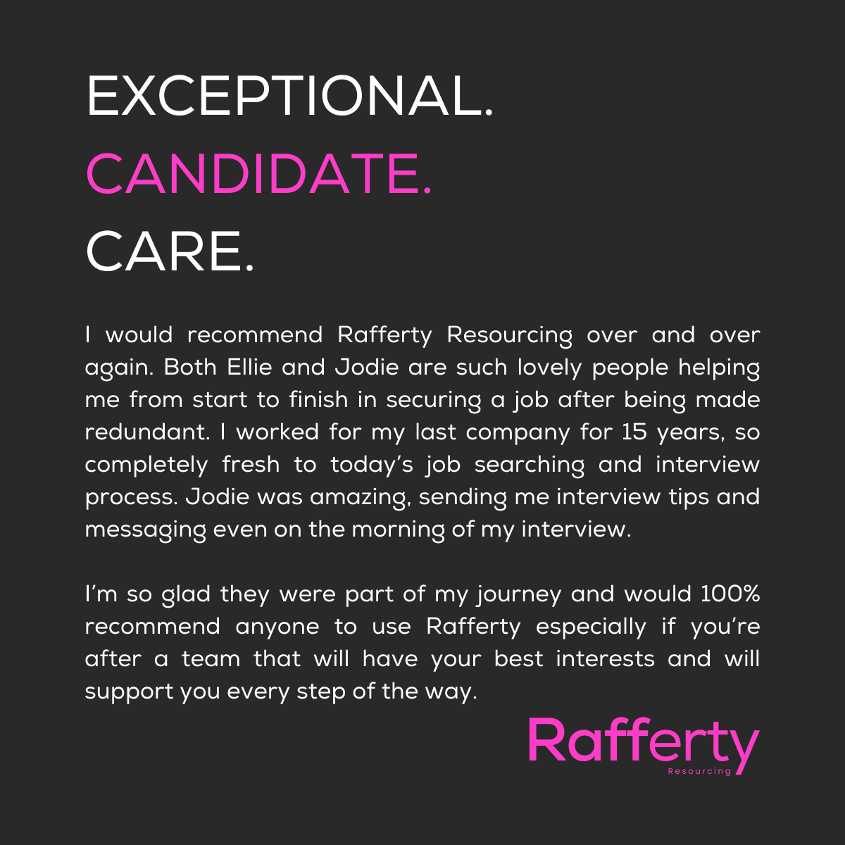 RaffertyRes's tweet image. 🌟 We love hearing from our candidates, and today we're thrilled to share some glowing feedback from one of them! 🎉  Keep shining bright, and remember, we're always here cheering you on! 🌟 #CandidateSuccess #NewBeginnings #TeamSupport #CandidateCare