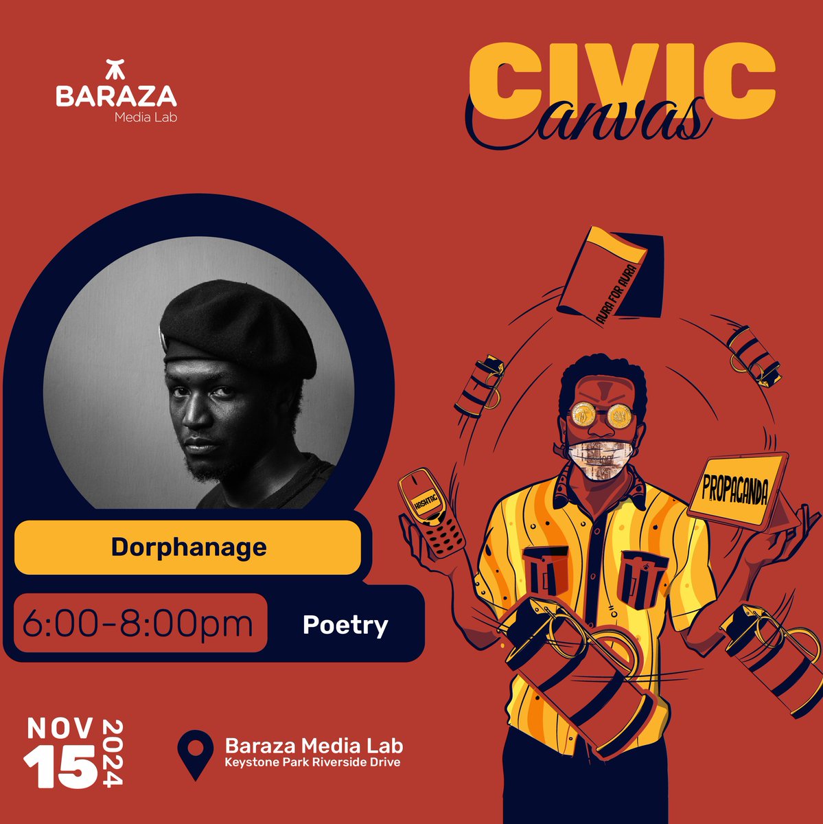 Dorphan_age's tweet photo. The 2nd edition of #CivicCanvas is here exploring "Misinformation as Corruption" thru conversations, poetry performances & a photo exhibition. Kesho, 15th Nov at @BarazaLab courtesy of @FumbuaKE, hosted by the patriot that is @Ngartia. RSVP: https://t.co/FOz1seMcAM
#Dorphanage https://t.co/Re1GUZVvAu
