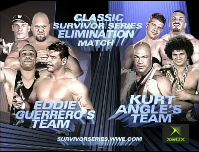 wrestle_hist's tweet photo. 11/14/2004
Team Guerrero defeated Team Angle at Survivor Series from the Gund Arena in Cleveland, Ohio.
#WWE #SurvivorSeries #TeamGuerrero #EddieGuerrero #BigShow #PaulWight #JohnCena #RobVanDam #TeamAngle #KurtAngle #Carlito #LutherRegins #MarkJindrak https://t.co/Py25LKH90o