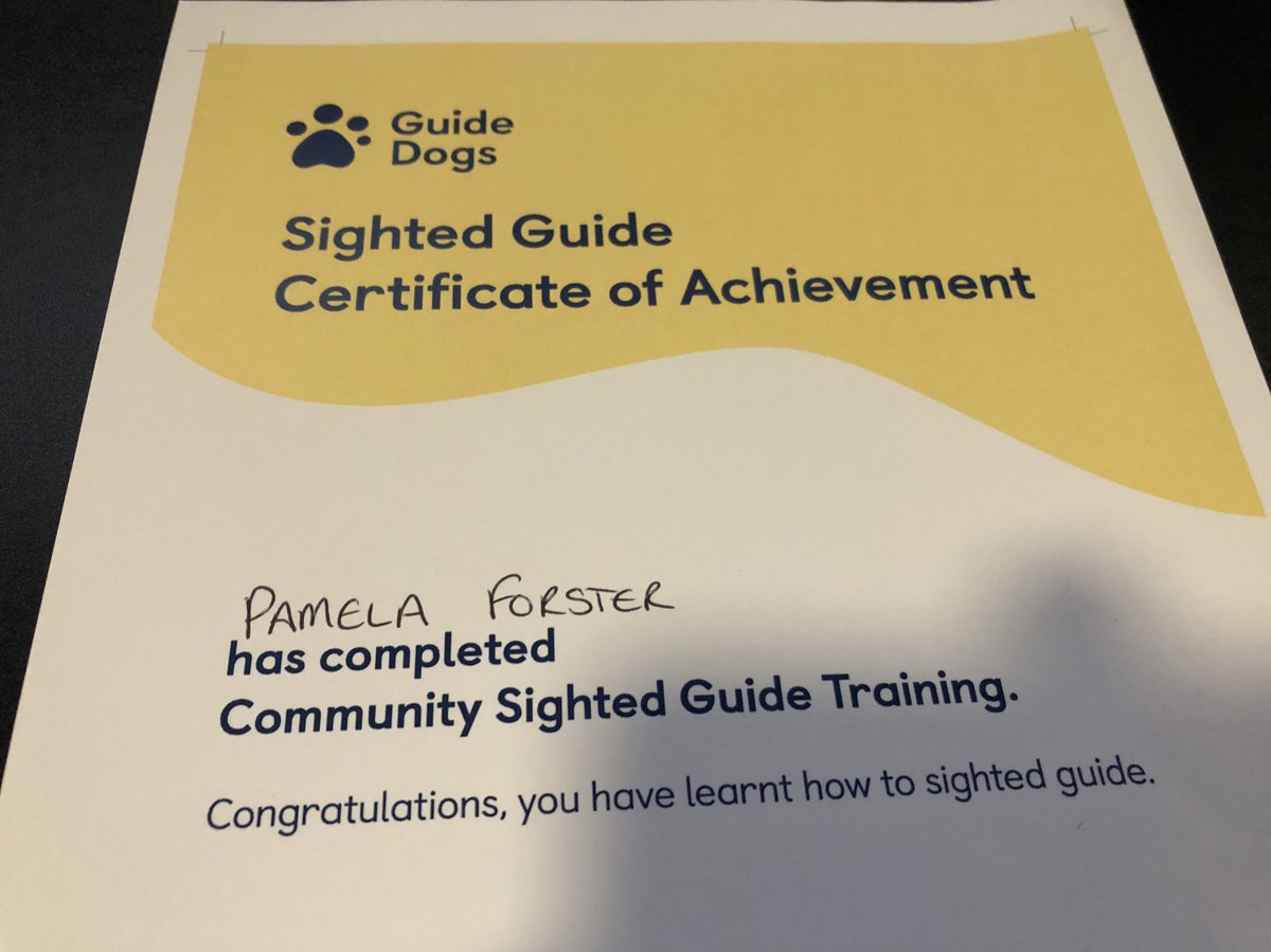 Completed Sighted Guide training with <a href="/guidedogs/">Guide Dogs</a> today. Really valuable experience which brings home some of the difficulties blind and partially sighted people face in all aspects of their daily lives.