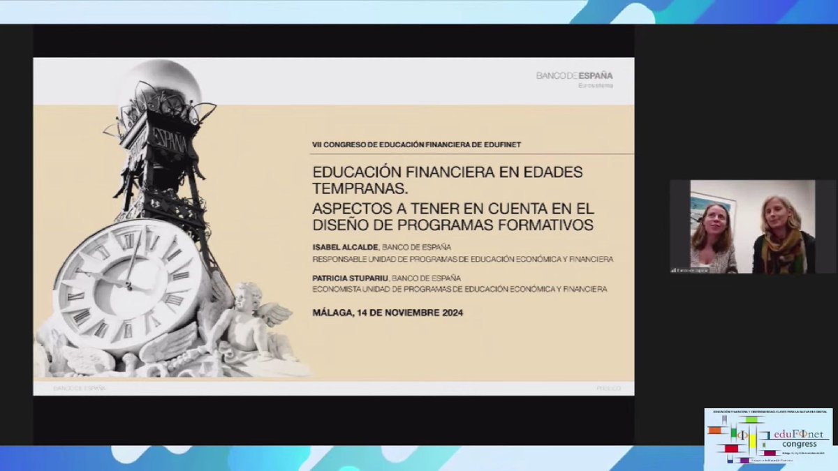 Comenzamos esta tarde con la ponencia del <a href="/BancoDeEspana/">Banco de España</a> que nos habla sobre la educación financiera en edades tempranas centrándose en el papel de las familias y el diseño de programas de #EducaciónFinanciera. #VIICongreso de <a href="/edufinet/">Edufinet</a> #FinancialLiteracy
