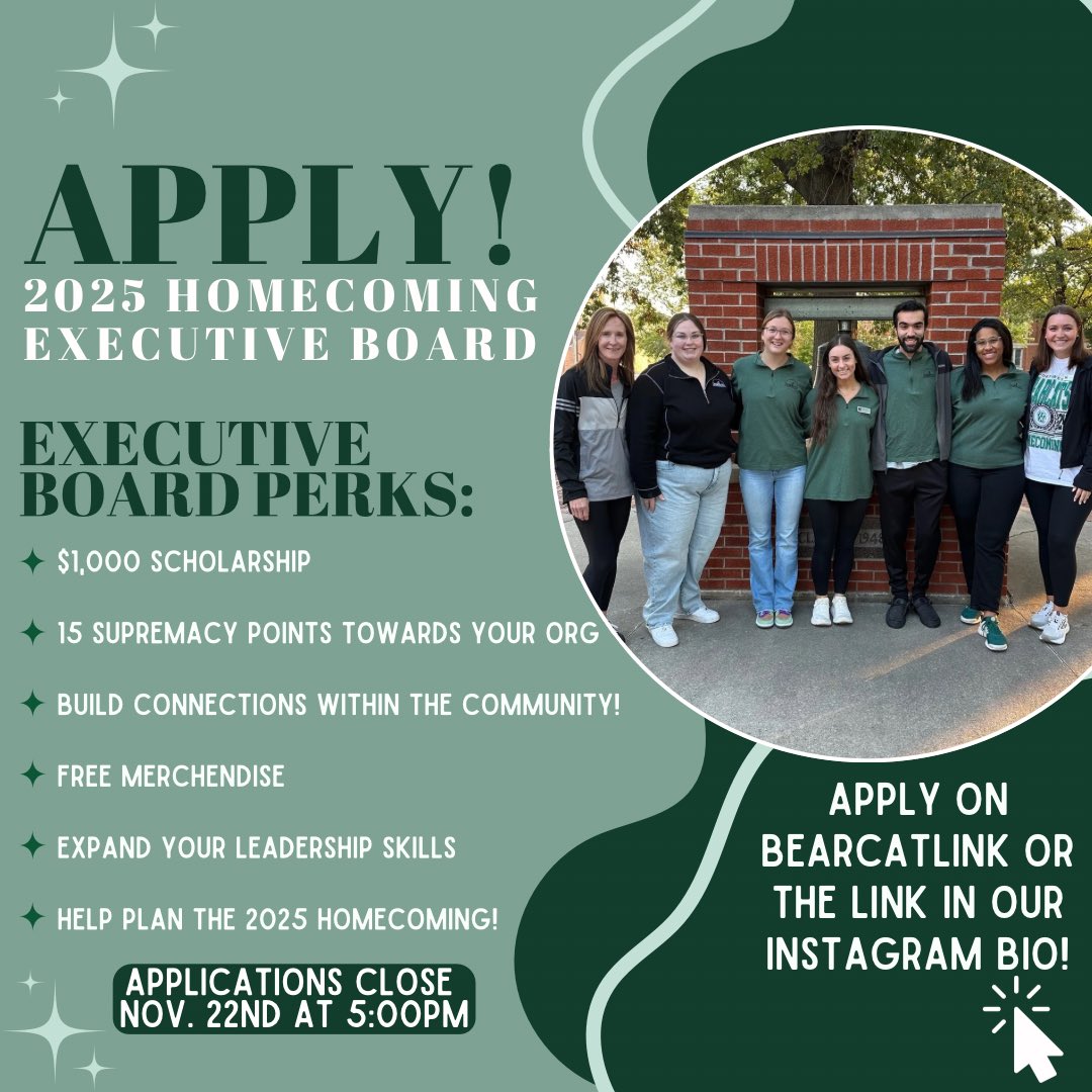 𝐀𝐏𝐏𝐋𝐘 𝐀𝐏𝐏𝐋𝐘 𝐀𝐏𝐏𝐋𝐘!✨
•
•
Don’t miss out on an amazing opportunity to help lead this community for next year’s Homecoming! Apply using the link in our Instagram bio!🌟👏

APPLICATIONS CLOSE FRIDAY NOV. 22ND AT 5:00PM!