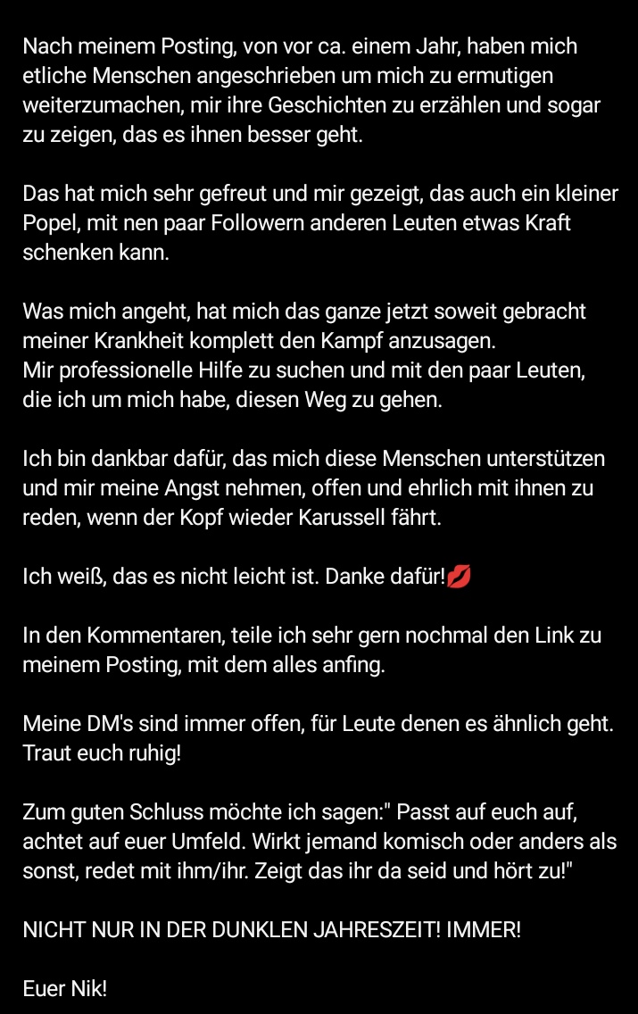 nikfsninety8's tweet photo. Hey Twitter, mal wieder ein paar Gedanken meinerseits.....WEIL ES MIR WICHTIG IST!
Euer Nik!💋
#fckdepression https://t.co/wM3qZVLynN