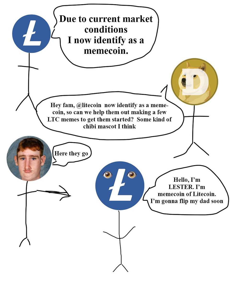 litecoin @litecoin this is how lester begin The story of $ltc transition to meme  coin