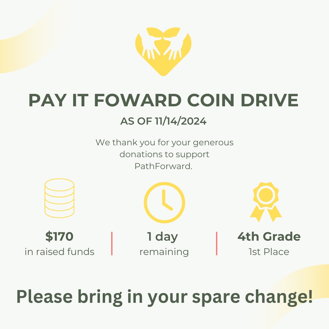 Our coin drive supporting <a href="/path4va/">PathForward</a> ends tomorrow (11/15)!