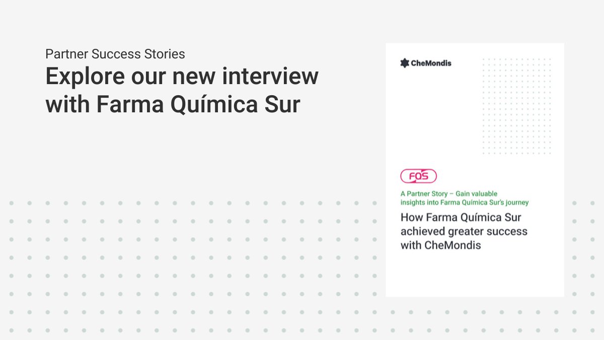 Partner Success Stories Present: Farma Química Sur
Before joining CheMondis, FQS sought to expand into new markets and connect with international clients. Discover the full interview and learn more about Farma Química Sur’s journey with CheMondis: bit.ly/3UMDDR2