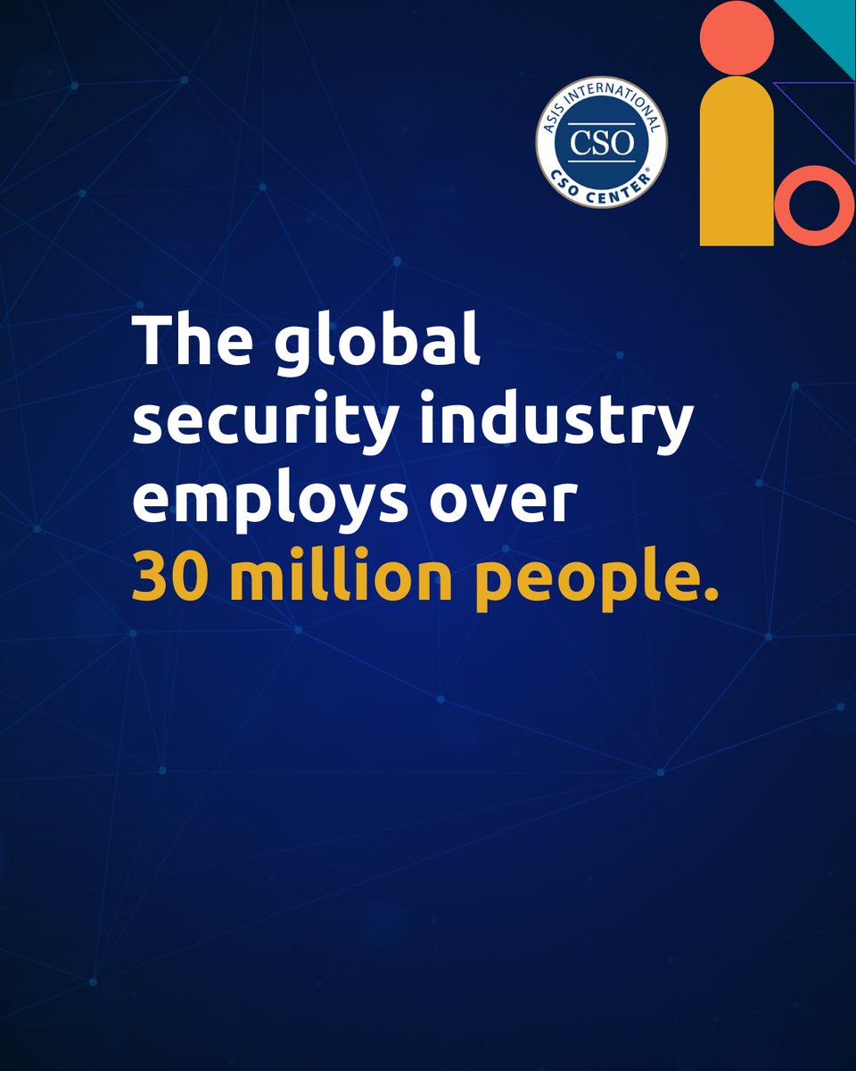 ASIS_Intl's tweet photo. Exciting growth is ahead for the physical security industry! 📈With 30 million people employed worldwide, the opportunities are vast. Stay informed and use code 24CSO150 to save $150 off your membership. #securitymanagement #security #securityprofession https://t.co/qe9DXM6AGo https://t.co/YCVUJc4fLW