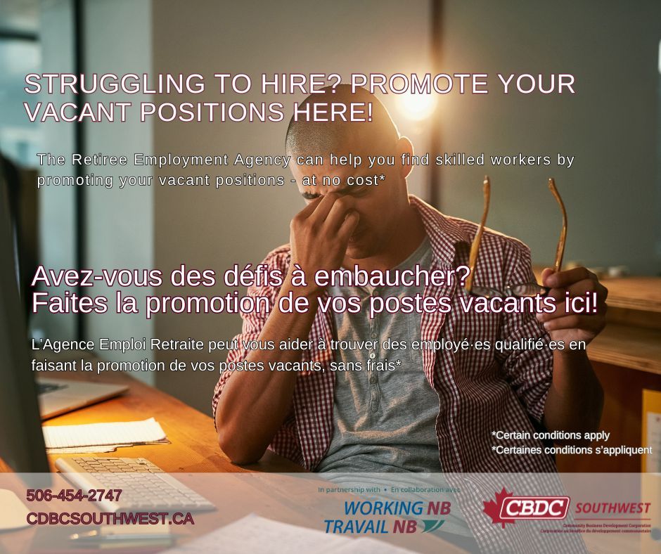 By applying to the REA program, you’ll be matched with qualified candidates to fill your vacancies quickly and efficiently.

Start interviewing and hiring top talent!

📧 Ready to find the right fit? Contact us at: honeylee.beaulieu@cbdc.ca
#FrederictonNB #OromoctoNB