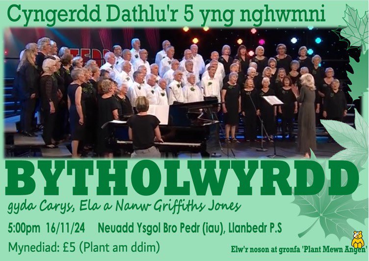 lois_wms's tweet image. Dewch i ddathlu’r 5 gyda @bytholwyrdd nos Sadwrn yma….5 o’r gloch….£5…bargen! 🎶🎹🎶
 @YsgolBroPedr @Clonc360 @BBCCiN 
#adloniant #codiarian