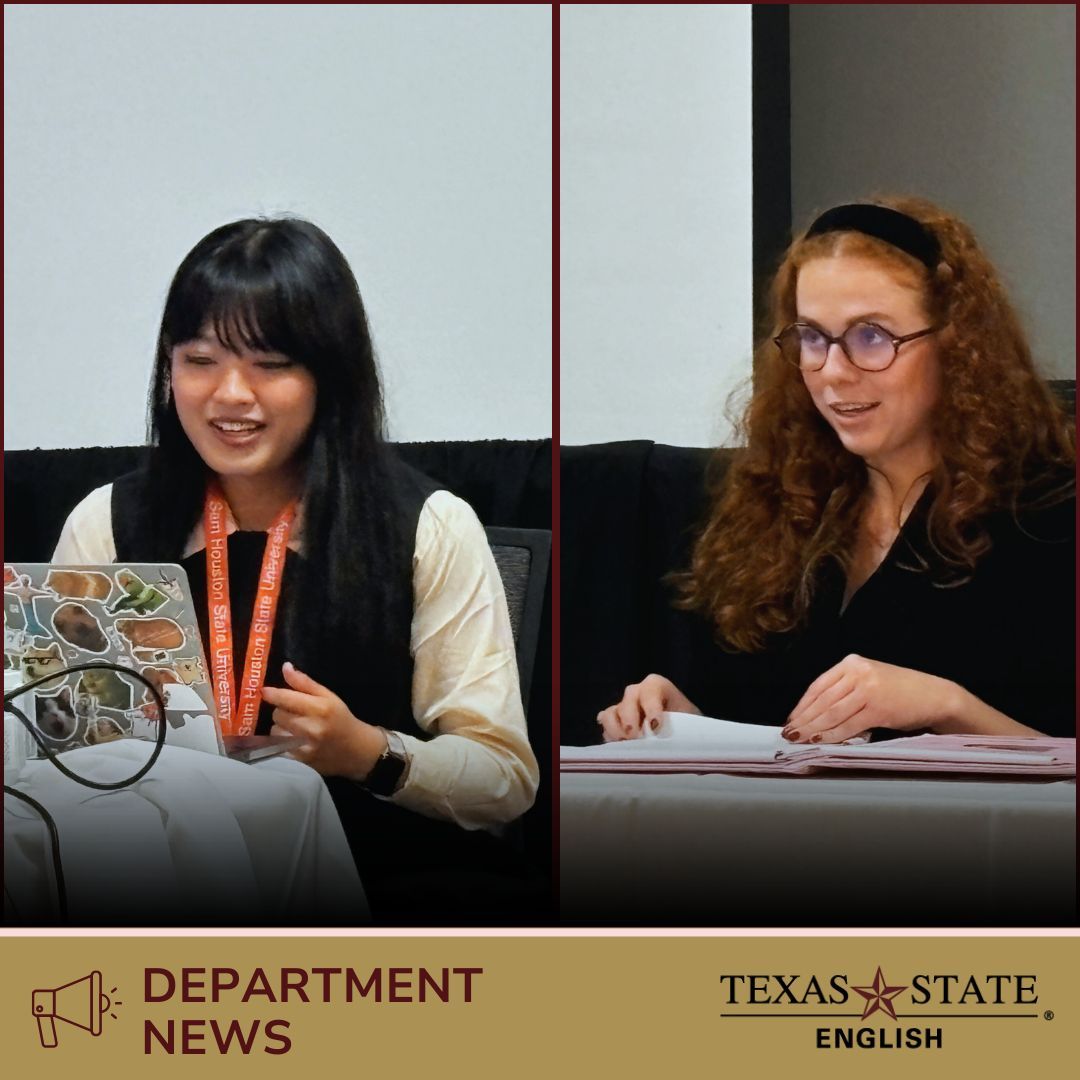 Texas State English (@txstenglish) on Twitter photo #TXSTEnglish students, faculty & alum presented research @the annual conference of the Society for Comparative Literature & the Arts 📷 Jingyi Lyu & Jenna Parks (MA Literature), Ben Reed (Assoc Prof of Instruction) & Rob Tally (Prof, Assoc Chair & SCLA president) <a href="/TXSTGradCollege/">The Graduate College</a> #TXSTEnglish students, faculty & alum presented research @the annual conference of the Society for Comparative Literature & the Arts 📷 Jingyi Lyu & Jenna Parks (MA Literature), Ben Reed (Assoc Prof of Instruction) & Rob Tally (Prof, Assoc Chair & SCLA president) <a href="/TXSTGradCollege/">The Graduate College</a>