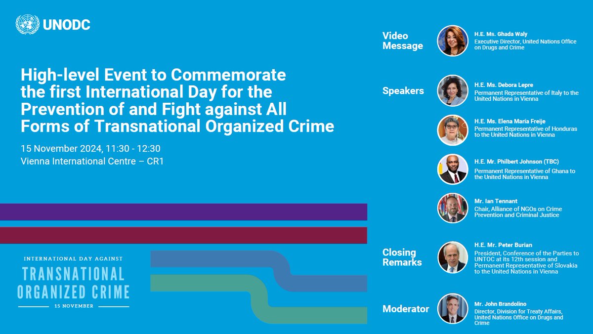 Tomorrow marks the first-ever International Day against Transnational Organized Crime: join us at the Vienna International Center and online for a High-level Event to commemorate it: webtv.un.org/en/asset/k1d/k…

#StopOrganizedCrime