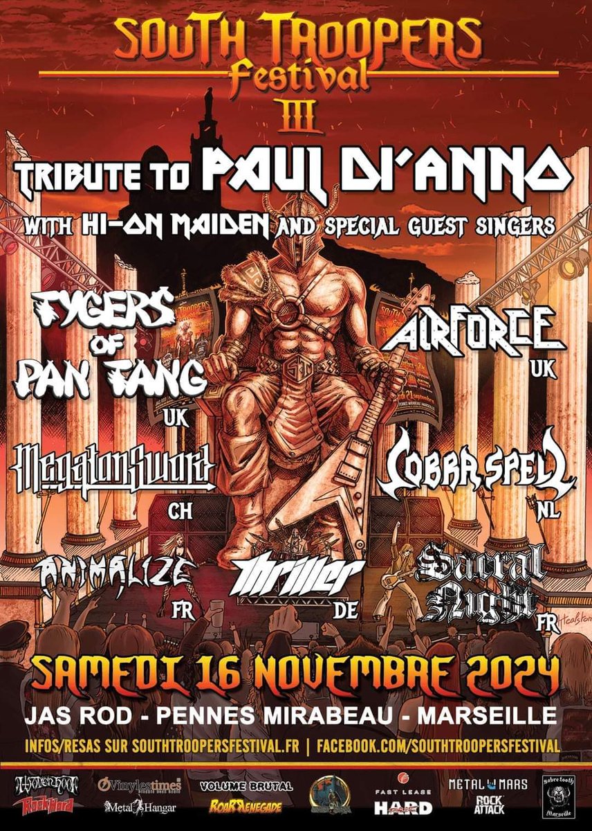 Airforcebanduk's tweet photo. The Airforce are playing our last show of the year in Marseille, France.
This is in memory of our mate Paul who would have headlined the South Troopers Festival, a gap that is hard to fill. 🤘❤️ https://t.co/Jd9dQZWjtt