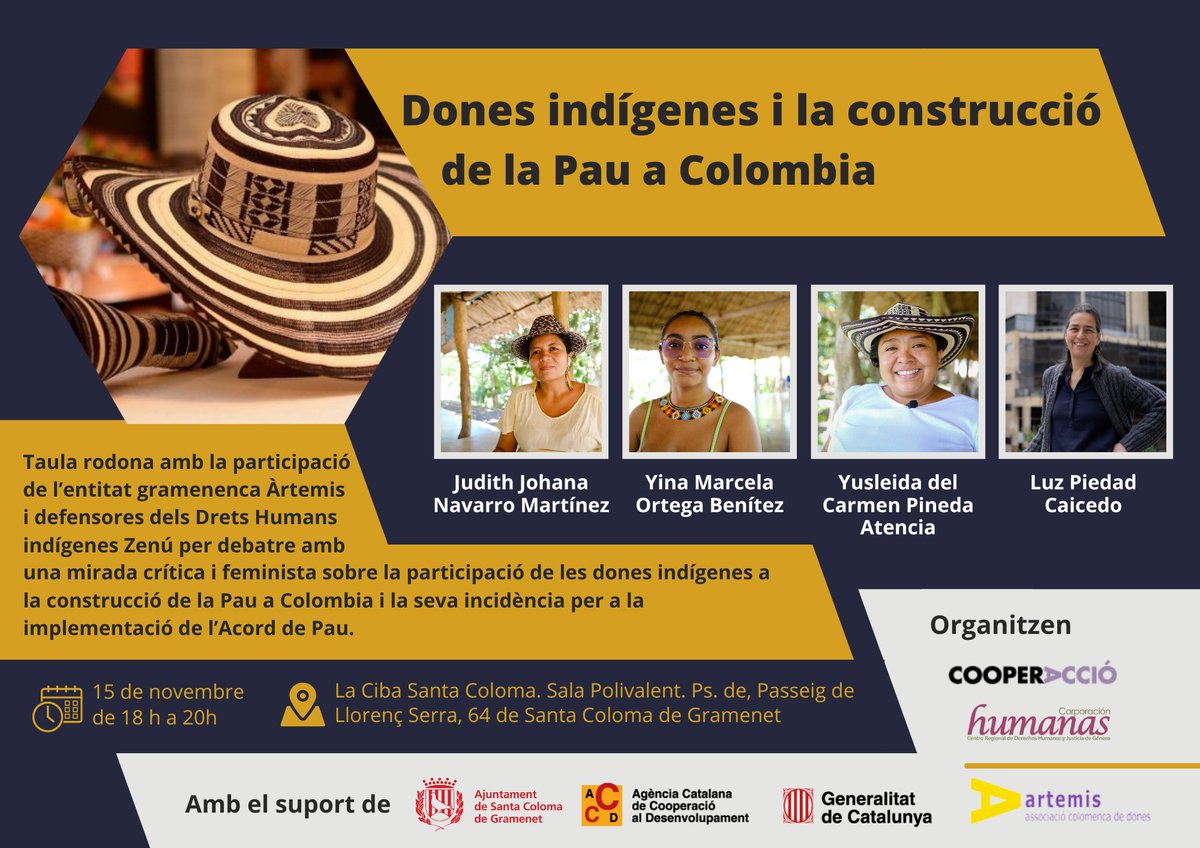 CooperAcció (@cooperaccio) on Twitter photo <a href="/HumanasColombia/">Corporación Humanas</a> <a href="/TaulaColombia/">Taula Colòmbia</a> <a href="/Entenem_SCLGTBI/">Entenem Santa Coloma LGTBIQ+ 🏳️🌈🏳️⚧️</a> <a href="/scgramenet/">Aj. Sta. Coloma Gram</a> <a href="/CIRDSC/">CIRD SC</a> <a href="/EspaiGramenet1/">@EspaiGramenet</a> <a href="/bcndex/">Barcelonès DEX</a> <a href="/TOTGramenet/">TOTGramenet</a> <a href="/gentdegramenet/">Gent de Gramenet</a> @Lafede_cat <a href="/xarxafeminista/">Xarxa Feminista</a> 📌Demà serem a Santa Coloma per a reflexionar sobre la construcció de Pau a Colòmbia
🙌Comptarem amb dones indígenes Zenú que compartiran taula amb l'associació gramanenca Artemis
👀Us esperem a les 18H a La Ciba Santa Coloma <a href="/HumanasColombia/">Corporación Humanas</a> <a href="/TaulaColombia/">Taula Colòmbia</a> <a href="/Entenem_SCLGTBI/">Entenem Santa Coloma LGTBIQ+ 🏳️🌈🏳️⚧️</a> <a href="/scgramenet/">Aj. Sta. Coloma Gram</a> <a href="/CIRDSC/">CIRD SC</a> <a href="/EspaiGramenet1/">@EspaiGramenet</a> <a href="/bcndex/">Barcelonès DEX</a> <a href="/TOTGramenet/">TOTGramenet</a> <a href="/gentdegramenet/">Gent de Gramenet</a> @Lafede_cat <a href="/xarxafeminista/">Xarxa Feminista</a> 📌Demà serem a Santa Coloma per a reflexionar sobre la construcció de Pau a Colòmbia
🙌Comptarem amb dones indígenes Zenú que compartiran taula amb l'associació gramanenca Artemis
👀Us esperem a les 18H a La Ciba Santa Coloma