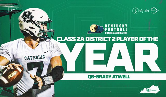 Congratulations to Mr. Football Candidate, Brady Atwell for being named the Kentucky Football Coaches Association Class 2A District 2 Player of the year!

#WeAreOC