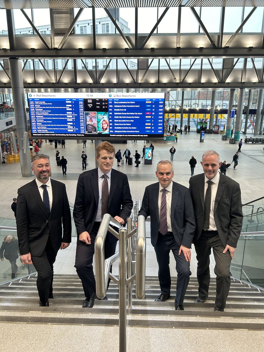 Alongside <a href="/Translink_NI/">Translink</a>, under RE[act] Festival for a Sustainable Belfast, we launched its newest charter #BetterOnBoard with the US Envoy for NI Economic Affairs <a href="/joekennedy/">Joe Kennedy III</a> today at the new Belfast Grand Central Station.

<a href="/ChrisMccracken_/">Chris McCracken</a> <a href="/CEOTranslink_NI/">Chris Conway</a> 
<a href="/soni_ltd/">SONI - System Operator for Northern Ireland</a>