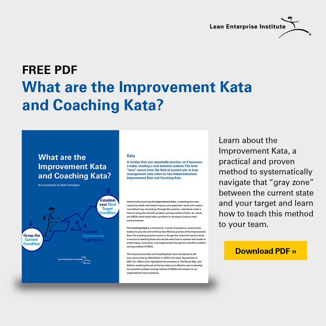 LeanDotOrg's tweet photo. What are the Improvement Kata and Coaching Kata? Download your free PDF to learn more:
https://t.co/nAH2VGxsZL
#LeanThinking #Kata #Improvement #Coaching #LeanTraining #Education https://t.co/vmdoNuhhkp