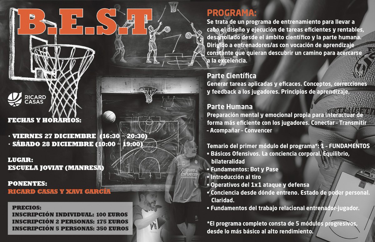 Muy contento de anunciar un nuevo curso de baloncesto junto a mi amigo <a href="/xgpcoach/">Xavi Garcia</a> en Manresa para todo tipo de entrenadores/as.
Más información e inscripciones en la página web. 
ricardcasas.com/cursos/