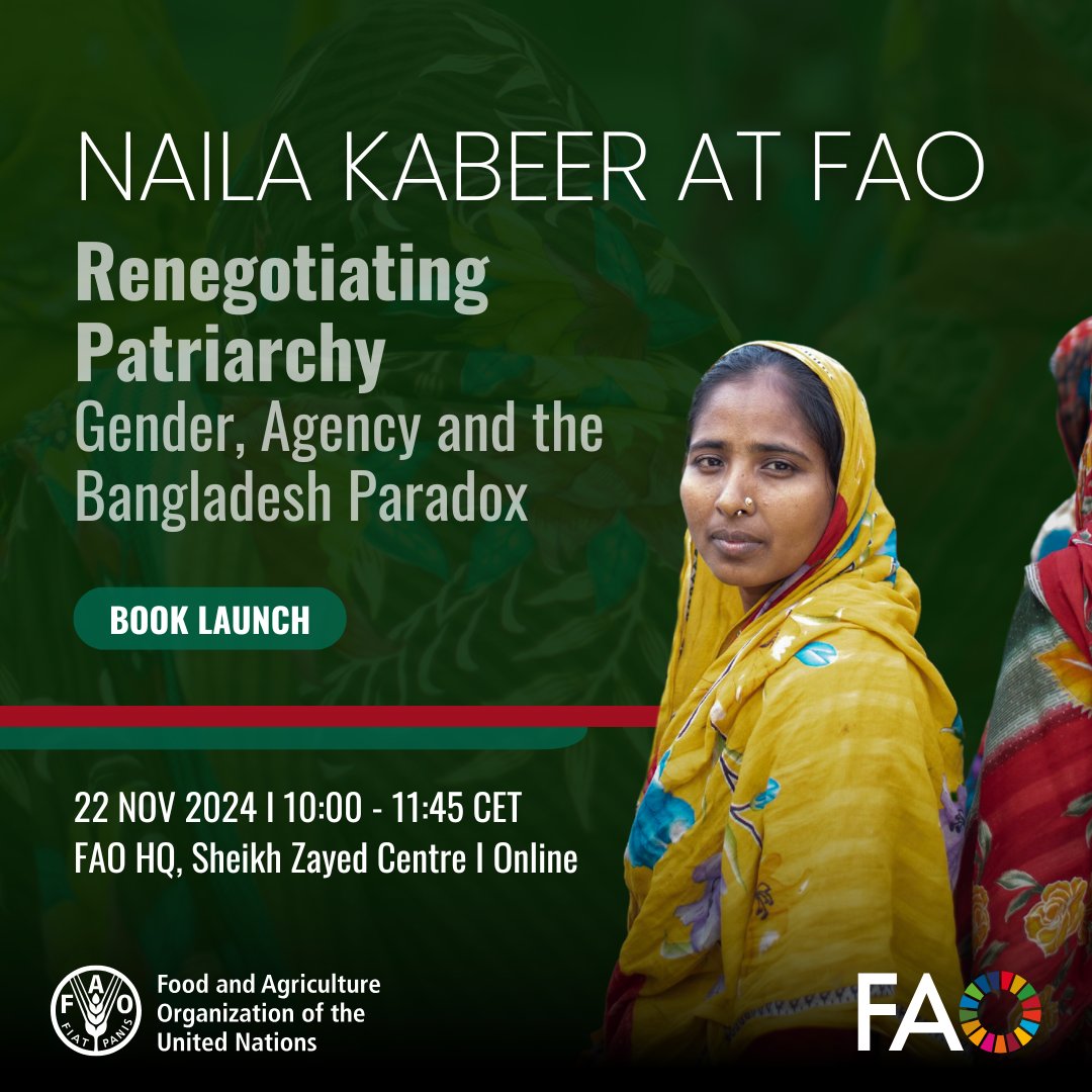 Clara Mi Young Park (@clapa) on Twitter photo Excited to have <a href="/N_Kabeer/">Naila Kabeer</a> at <a href="/FAO/">Food and Agriculture Organization</a> on Friday, 22 November, to talk about her latest book! We will challenge conventional narratives about development highlighting the role of women's agency. Join at bit.ly/4hOHs1K or in person at the Sheikh Zayed Centre, FAO Excited to have <a href="/N_Kabeer/">Naila Kabeer</a> at <a href="/FAO/">Food and Agriculture Organization</a> on Friday, 22 November, to talk about her latest book! We will challenge conventional narratives about development highlighting the role of women's agency. Join at bit.ly/4hOHs1K or in person at the Sheikh Zayed Centre, FAO
