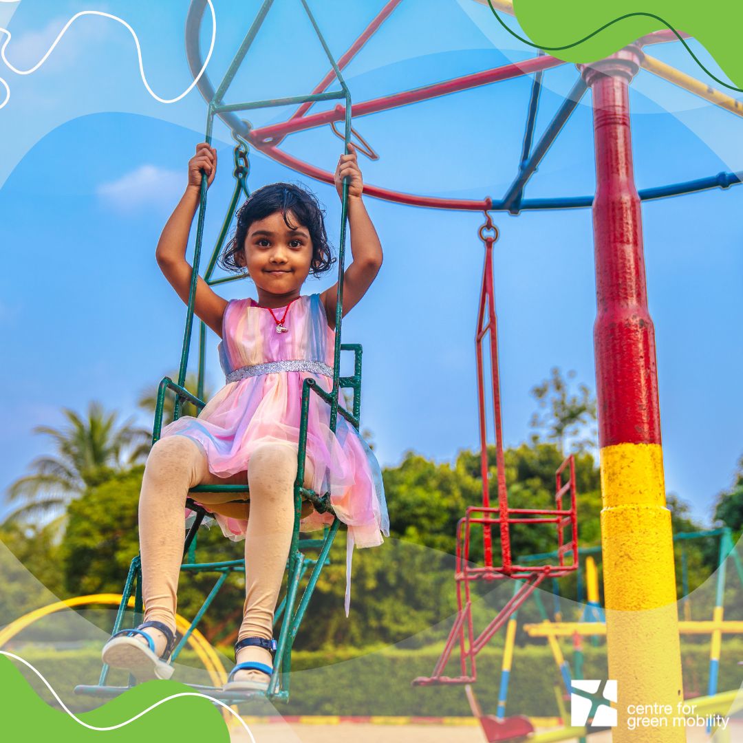 GreenMobilityIN's tweet photo. Here’s what makes a city kid-approved:
✨ Safer Streets – Crossings and sidewalks where safety is the priority 🚸
🌳 Parks &amp; Playgrounds – Space to play, laugh, and explore 🛝
♻️ Green Mobility – Cleaner, quieter streets with green modes of mobility 🌱 #CityForKids (2/3) https://t.co/jgKmZAqg0N