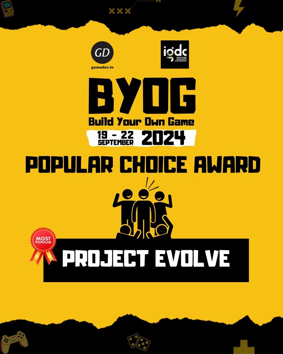 gamedev_india's tweet photo. We streamed - You voted, and we are now crowning PROJECT EVOLVE as our Popular choice award winner! ๐คฉ๐น
Congratulations on winning the community's hearts and votes, Kudos! ๐โค๏ธ
#byog2024 #BuildYourOwnGame #GameJam #GameDevIndia https://t.co/XvodZXxArs