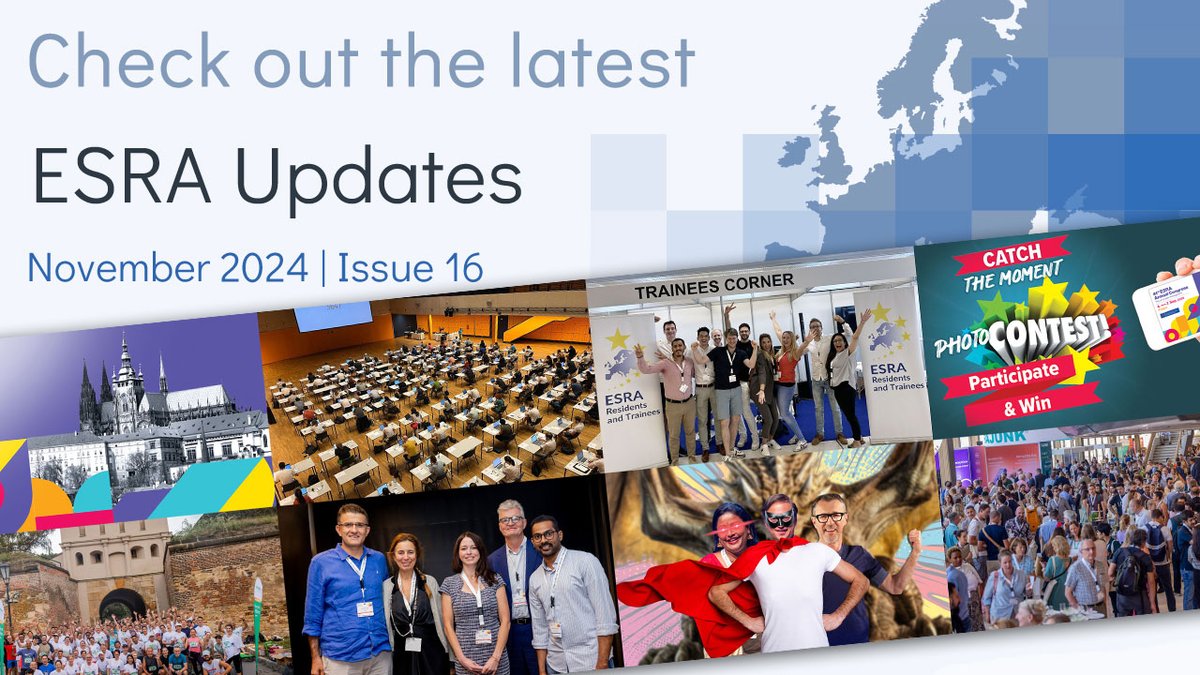 Nostalgic about #ESRA2024? Check out the latest #ESRAupdates 📰
👉 esraeurope.org/newsletter/iss…
This issue invites you to stroll through our congress in Prague and relive the highlights together!
New article concepts are also waiting for you, don't miss out 👀