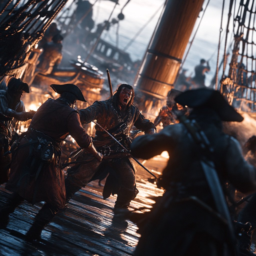 FascinatingH1's tweet photo. Amidst the flames and chaos, only the fiercest pirates emerge! 🏴‍☠️🔥 #PirateLife #EpicBattles #AdventureAwaits #pirate #art #midjourneyart #MidjourneyAI #midjourney #foryoupage #foryou #History https://t.co/C0XWjmZW8K