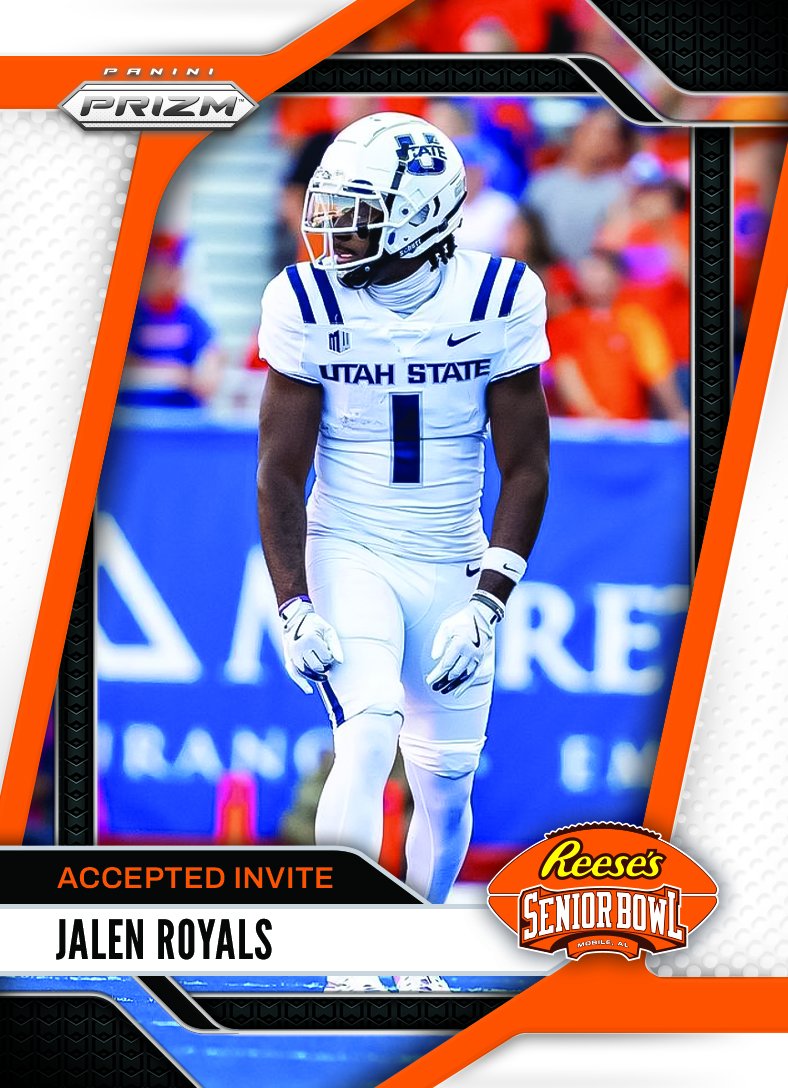 Reese's Senior Bowl (@seniorbowl) on Twitter photo Officially Accepted! WR Jalen Royals <a href="/RoyalsJalen/">Jalen Royals</a> from <a href="/USUFootball/">USU Football</a> is headed to the 2025 Reese's Senior Bowl #AggiesAllTheWay 💪 #BestOfTheBest #TheDraftStartsInMOBILE™️
@JimNagy_SB <a href="/PaniniAmerica/">Panini America</a> #RatedRookie Officially Accepted! WR Jalen Royals <a href="/RoyalsJalen/">Jalen Royals</a> from <a href="/USUFootball/">USU Football</a> is headed to the 2025 Reese's Senior Bowl #AggiesAllTheWay 💪 #BestOfTheBest #TheDraftStartsInMOBILE™️
@JimNagy_SB <a href="/PaniniAmerica/">Panini America</a> #RatedRookie