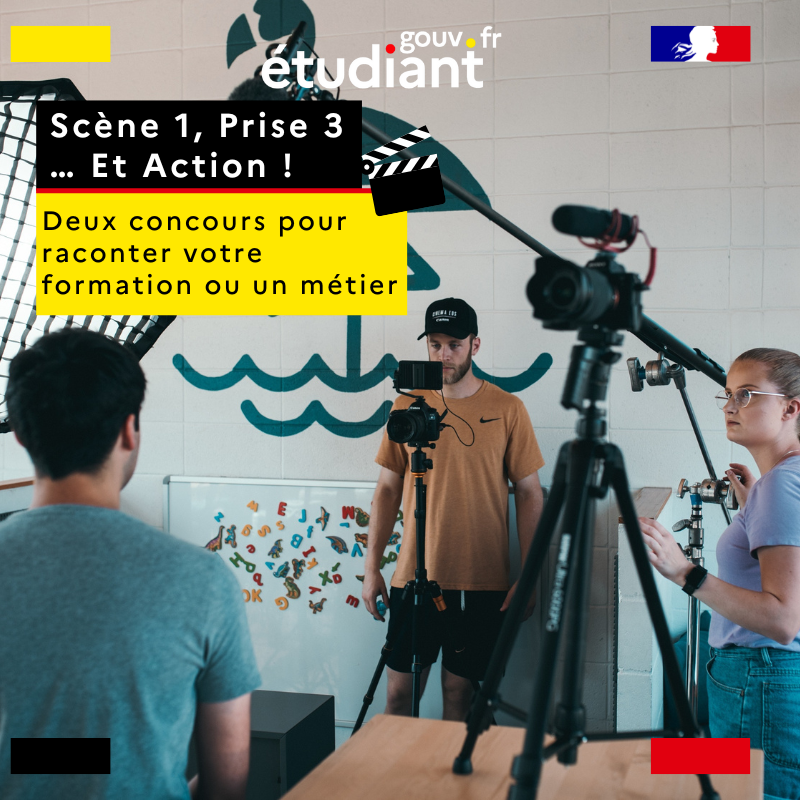 etudiantgouv's tweet photo. 📢 Envie de participer à un projet de groupe, de montrer de l’intérieur votre formation et d’aider des lycéens à y voir plus clair sur leur orientation ? Participez aux concours « Je filme ma formation » et « Je filme le métier qui me plaît » ! 👉 https://t.co/Bb9kKNeywt https://t.co/SD8ArEe837