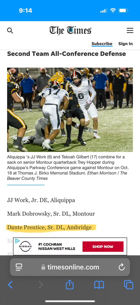 Honored to be picked first team all conference tackle. Also second team all conference defensive tackle <a href="/WPIAL_Insider/">WPIAL Insider</a> @PAPrepsRivals <a href="/AmbridgeA/">Ambridge Athletics</a>