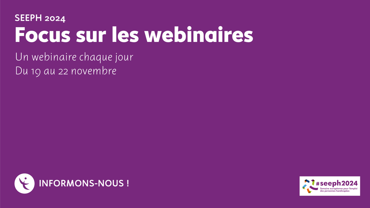 Profitez de la #SEEPH2024 pour vous informer sur de nombreux sujets liés au #handicap et l'emploi, en participant à nos webinaires !

@LADAPT, l'Agefiph et le <a href="/FIPHFP/">FIPHFP</a> vous donnent rendez-vous chaque jour à 12h, en Live, pour aborder des sujets variés. 

youtube.com/live/lpgG_SMoM…