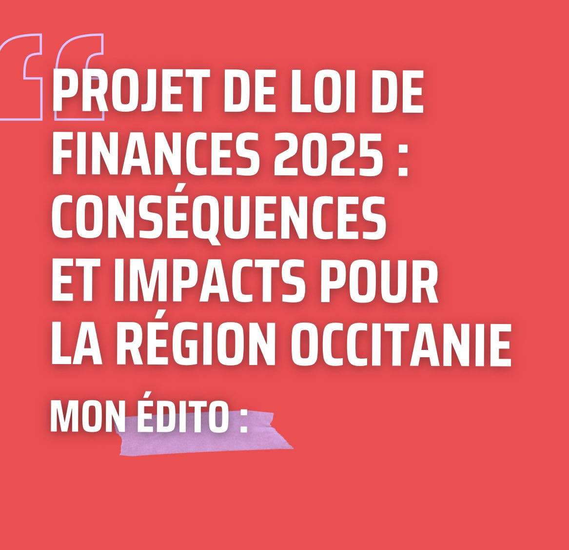 La situation budgétaire de la France dégradée demande responsabilité et équité. 
J’ai clairement dit au Premier ministre <a href="/MichelBarnier/">Michel Barnier</a> que les <a href="/Regionsdefrance/">Régions de France</a> prendraient leur part mais il faut que ce soit dans de justes proportions.

En 2025, la Région <a href="/Occitanie/">Région Occitanie</a> arrêtera de