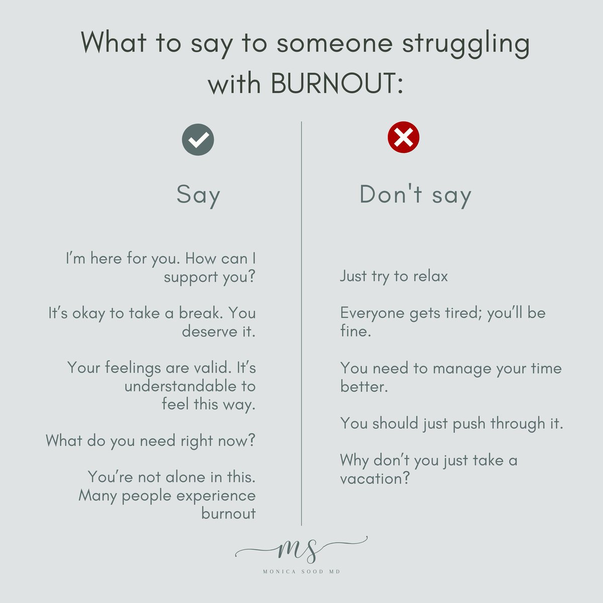 monicasoodmd's tweet photo. Supporting someone who is experiencing burnout requires sensitivity and understanding. 💗
Share this post to help raise awareness. 🙏
#nervoussystemhealth #nervoussystemregulation #careerburnout #stresslesslivemore #mentalhealthwarrior #stressreduction #mentalhealthawareness # https://t.co/PGxZ6DMxc5