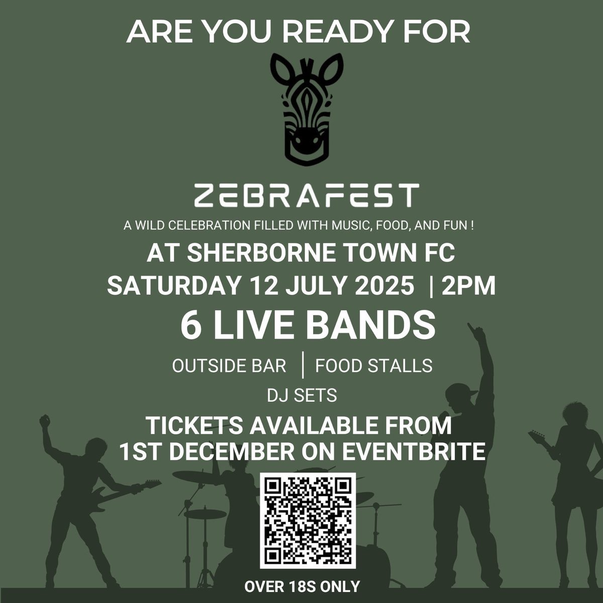 SherborneTownFC's tweet photo. Next year we have a music festival @Zebrafest2025 at the club and tickets go on sale 8am Sunday 1st December via @eventbrite #Zebras #ZebraFest spread the word @swsportsnews @Abbey_104 @sherbornetimes @SherborneTownCl @SherborneLFC @SherborneResFC @SherborneCOT @johnshearing3 https://t.co/lhFNCGO9Tp