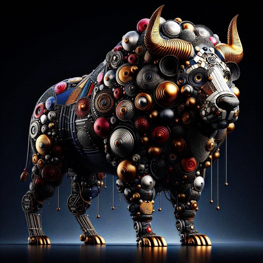 A fusion of metal and might! This mechanical #bull represents strength in the digital age. ⚙️🐂
#MechanicalBull #SurrealSculpture #AIArt #NFTCommunity #DigitalArt #CryptoArt #Innovation #FuturisticArt #NFTsOnX #DigitalArtists #ArtLovers #CreativeAI #BullPower #ViralArt #NFTArt