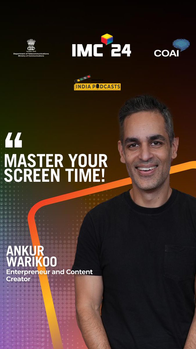 IndiaPodcasts's tweet image. Ankur Warikoo @warikoo at #imc2024: &quot;Technology isn’t the problem, it’s how you use it.&quot; 💡 His tip to avoid addiction? Time-blocking! ⏰ Set limits, stay in control, and use tech to enhance your life
@Anku1912 @IMCAspire @exploreIMC @karo_startup
#MindfulTech #ProductivityHacks