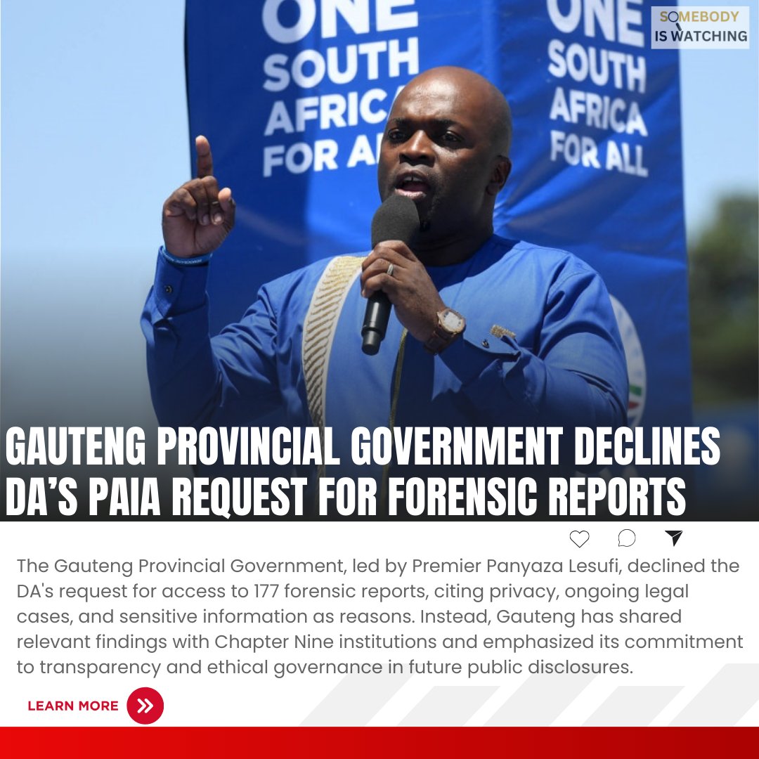 siwnews's tweet image. [READ] The @GautengProvince Government has declined the DA&apos;s PAIA request for 177 forensic reports. @SollyMsimanga @Lesufi #Gauteng #ForensicReports #PAIA #siwnews
Full Article: siwnews.com/2024/11/14/gau…