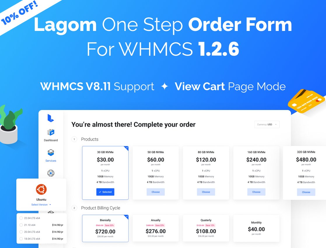 ModulesGarden's tweet photo. #Lagom One Step #OrderForm For WHMCS v1.2.6 is now up and running!
The latest edition boasts full support for #WHMCS V8.11 and #PHP 8.2, plus the “View Cart” page mode to streamline gateway redirections.
Grab the tool now to unlock a 10% #discount!
https://t.co/0rEaKK6PX3 https://t.co/TYVOqYsR89