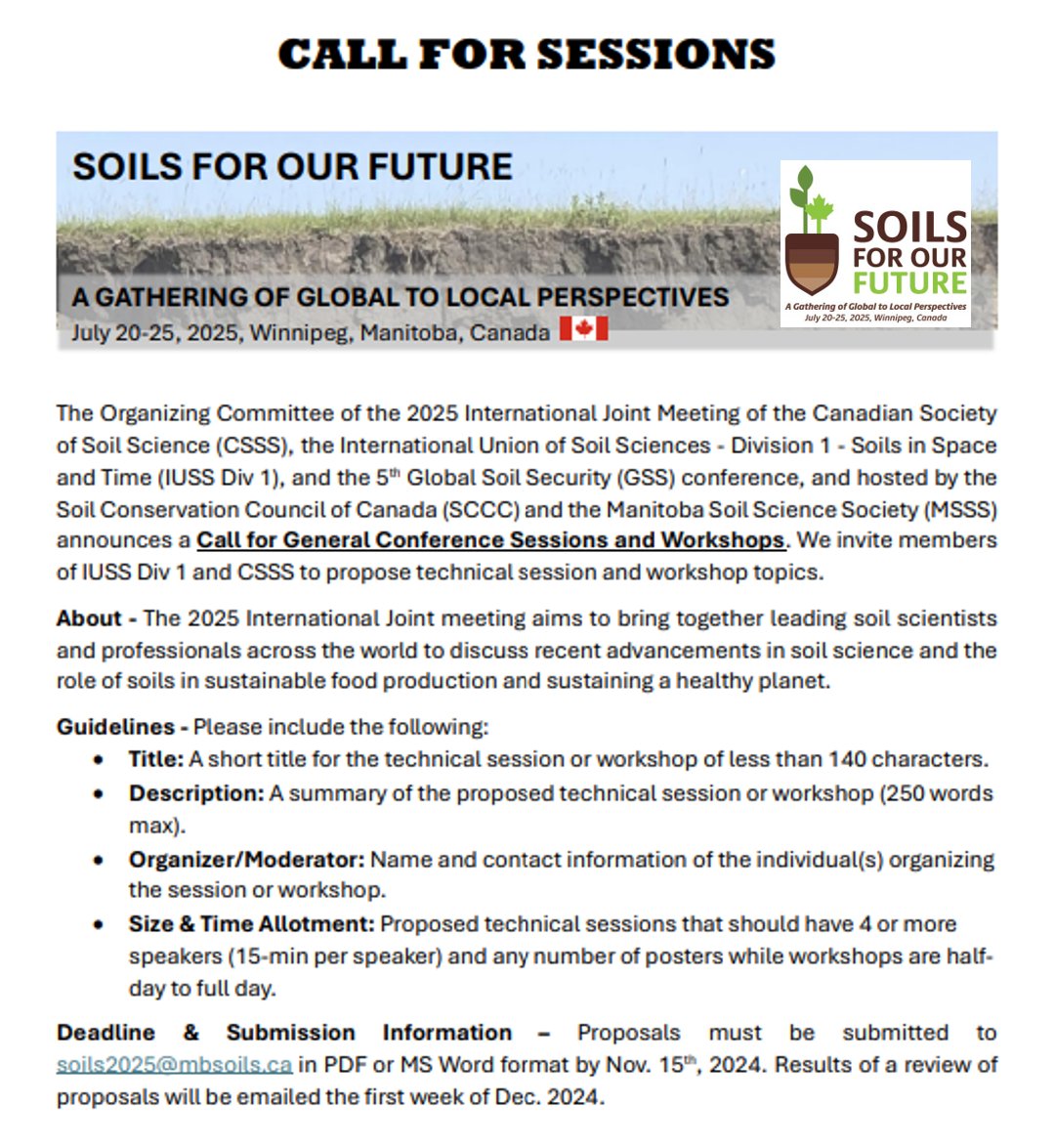 Only a couple days left to submit a conference session or workshop for next years international Soils for our Future Conference!

Abstract submission will be open soon after.