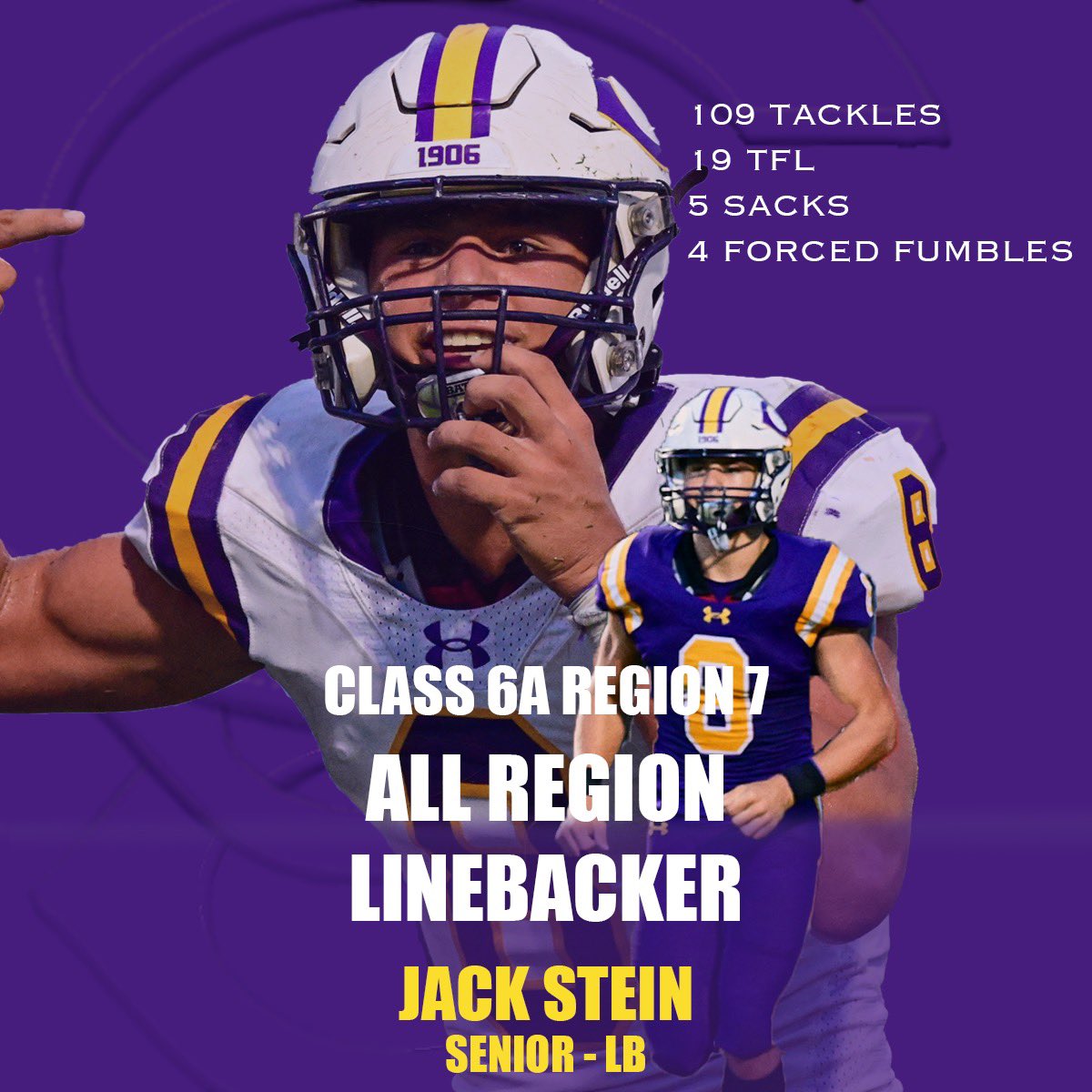 ClarksvilleFB's tweet photo. Congratulations to @Jack_Stein27 @Ahvare2 and @JamarcusW1217 on being named All-Region Defense! Thank you Jack for being a standard of toughness for our team! Let’s continue that standard next season, Jamarcus and Ahvare! #PurpleProcess #GoldStandard https://t.co/3GegncYoap