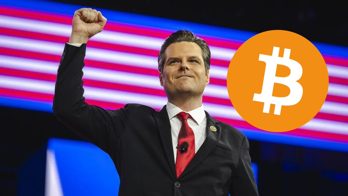 JUST IN: 🇺🇸 Trump nominates Pro-#Bitcoin Congressman Matt Gaetz for Attorney General.

Gaetz tabled a bill requiring the Internal Revenue Service to accept Bitcoin payments!