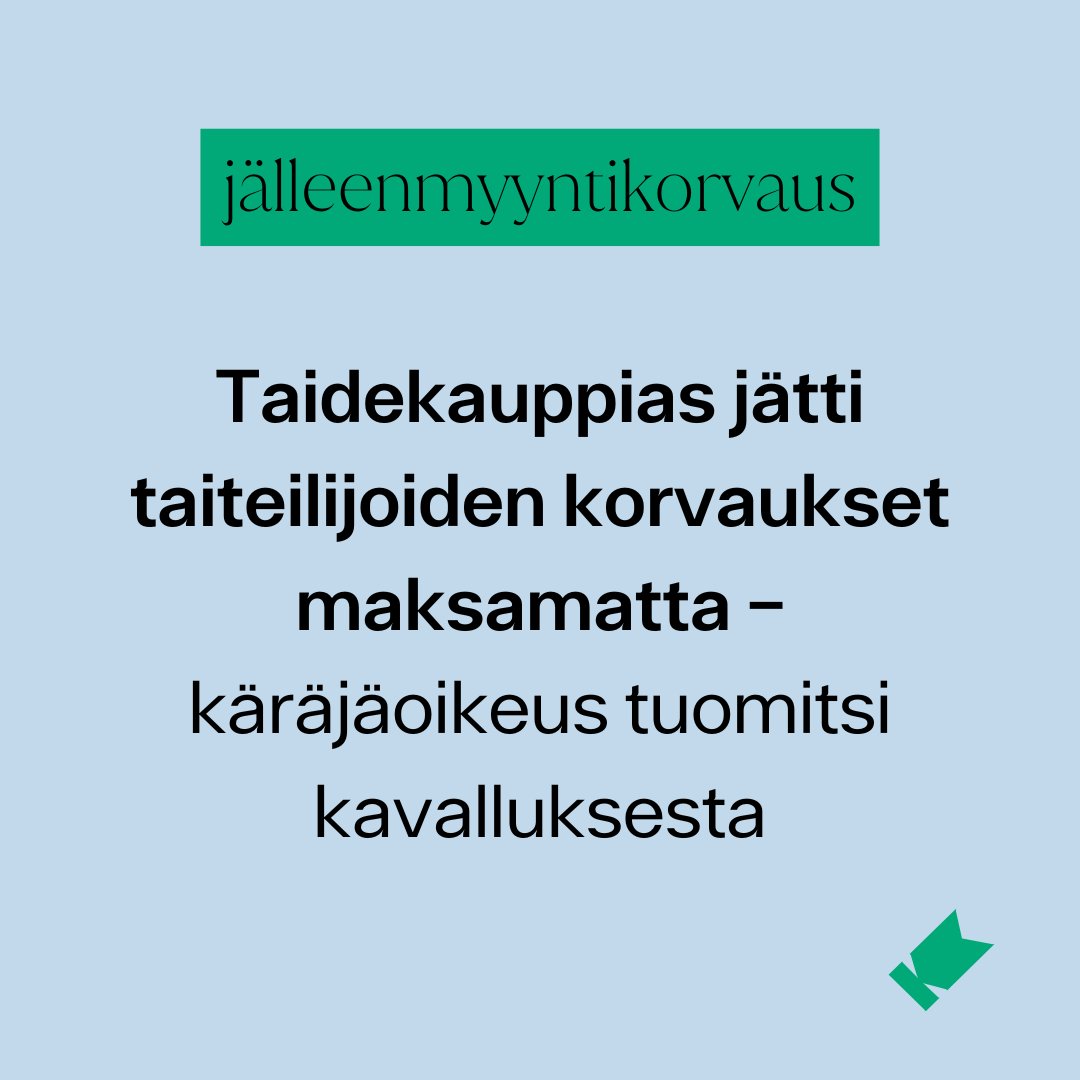 Kokenut taidekauppias jätti vuosien ajan ilmoittamatta tekijänoikeuskorvauksen alaiset teosmyynnit Kuvastolle – oikeus tuomitsi kauppiaan kavalluksesta.

#ArvoaTaiteelle #tekijänoikeus #jälleenmyyntikorvaus 

👉 kuvasto.fi/2024/11/hameen…