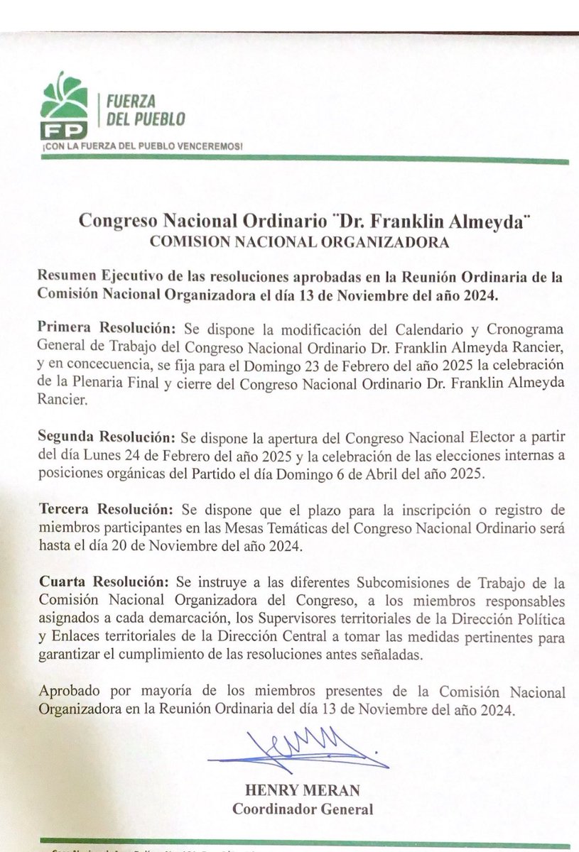 yanesiEspinal's tweet photo. La FP modificó el calendario y adelantó la elección de las autoridades para febrero y concluye en abril

Pueden anotar que Dioni Sánchez será el nuevo secretario general ⁦@SenadorDionisSn⁩

👇 https://t.co/Pj5EXCxV7a