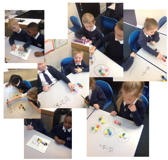 MrsCookYear1's tweet photo. Today we looked at division and sharing using concrete objects, and introduced the division sign #TheMillMaths https://t.co/z8zBmjwjEx