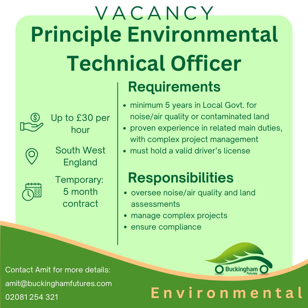 Buck_Futures's tweet photo. Check out the link below for more information.  

#environmentalhealth #environmentalhealthrecruitment #chooseenvironmentalhealth #buckinghamfutures #sustainability #gogreen #recruitment #jobs #UK #vacancy https://t.co/1aEm9VTsrq