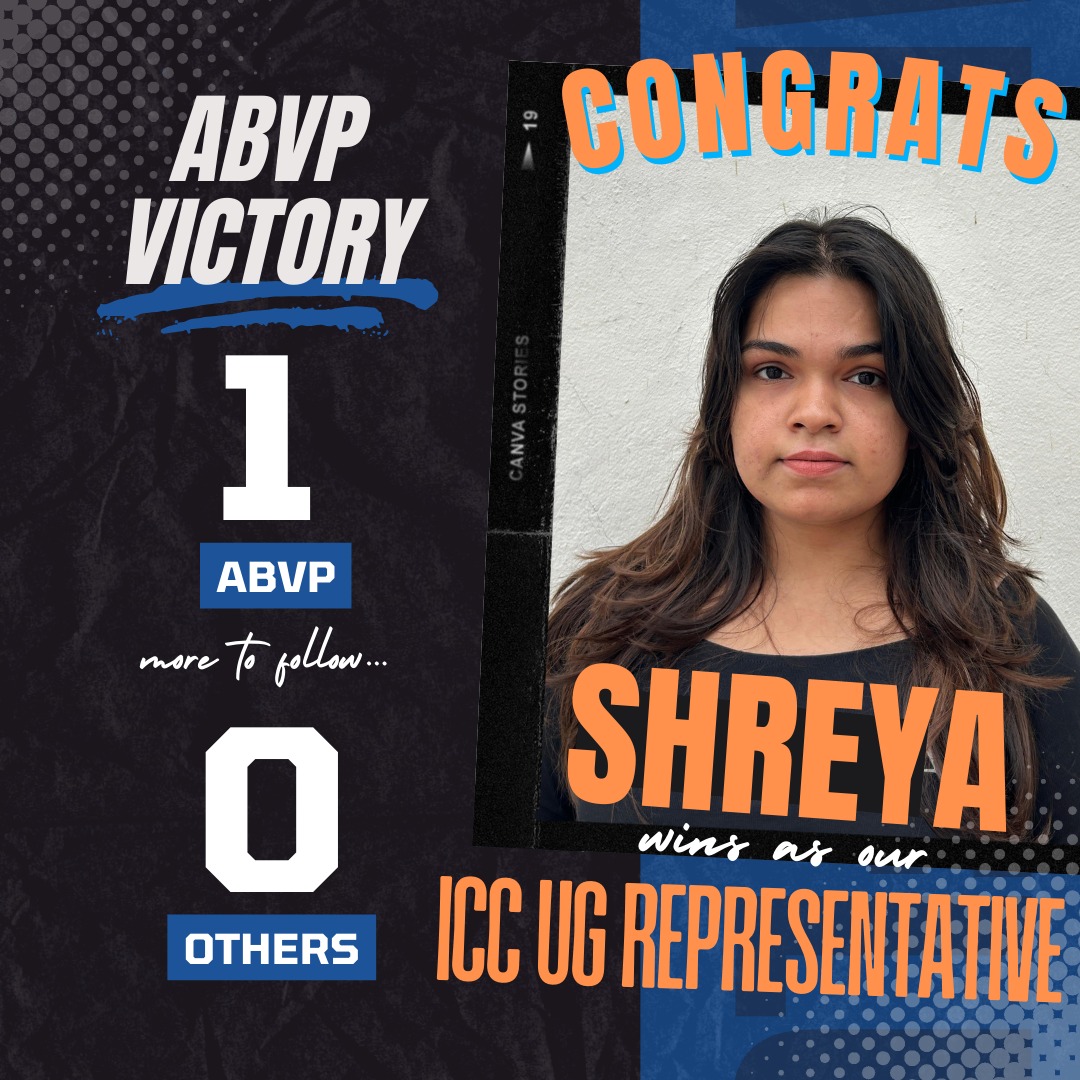 Congratulations to Team <a href="/AbvpEflu/">ABVP EFLU</a> 

Shreya won unanimously as ICC - UG Representative In EFLU Students' Union Elections.
#ABVPEFLU