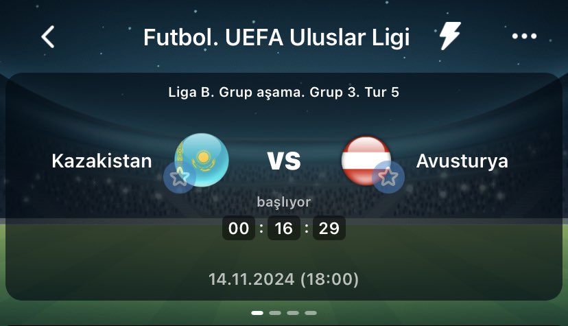 UEFA ULUSLAR LİGİ 
KAZAKİSTAN - AVUSTURYA
---------------
TOPLAM GOL 2.5 ÜST > 1.50
TOPLAM GOL 3 ÜST > 1.81
KARŞILIKLI GOL VAR > 2.30