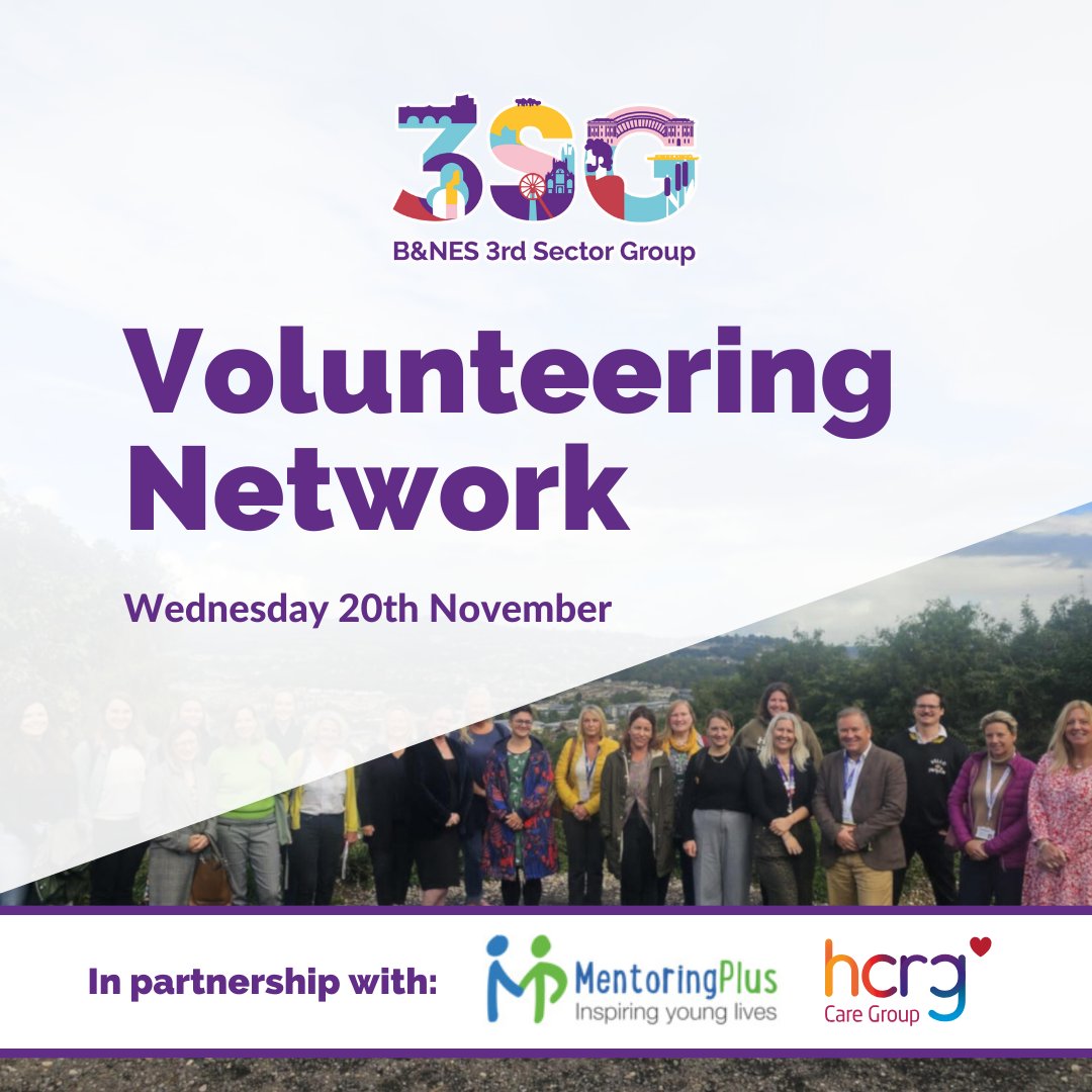 Are you a Volunteer Coordinator in Bath &amp; North East Somerset? If so, join us for a morning of inspiration &amp; connection at the Volunteer Network next Wednesday 20th November! ✨ 
If you work/volunteer for a 3SG Member organisation, register to attend here: lnkd.in/eQ_P_WDR