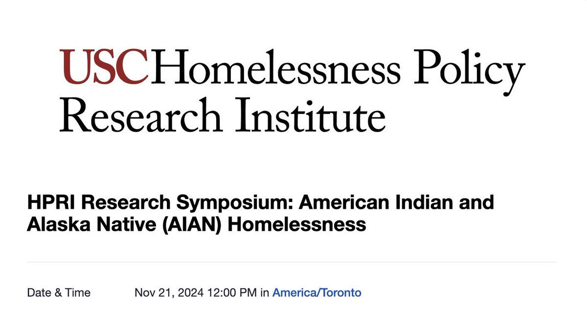 The American Indian and Alaska Native (AIAN) Homelessness Symposium is next Thursday!

Cathy Fournier (COH) will be there to discuss Canada’s definition of Indigenous homelessness and its broader implications in policy and research!

REGISTER: ow.ly/p8aK50U71tz